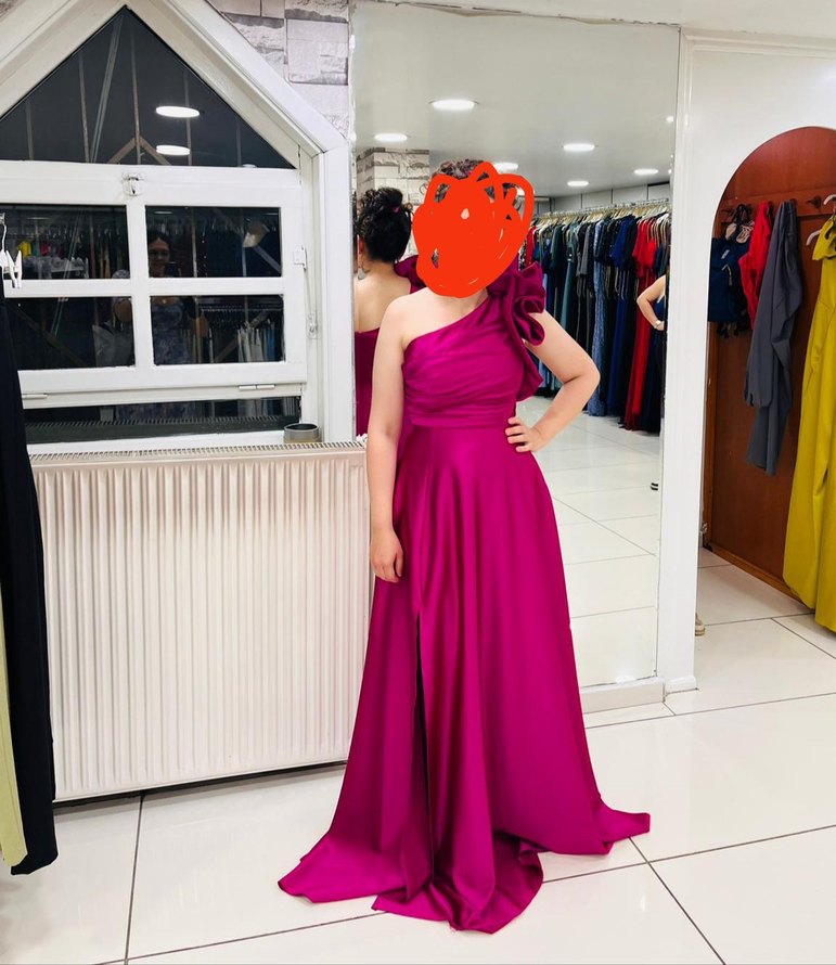 Askılı Drapeli Pembe Uzun Abiye - Görsel 2