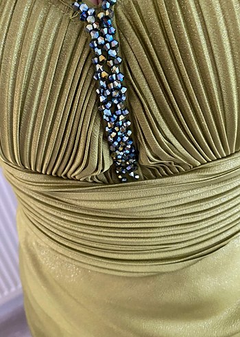 Drapeli Straplez Uzun Abiye Elbise - Görsel 4