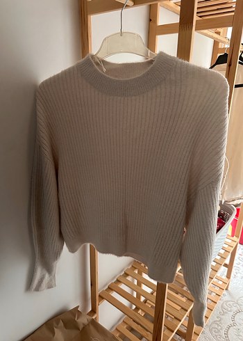 Pull and Bear beyaz Kadın Örgü Salaş Triko