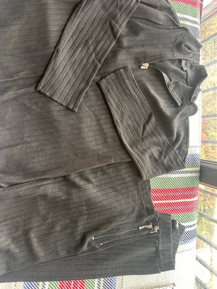 Gri Örgü kadın alt üst Takım fermuar detay - Görsel 3