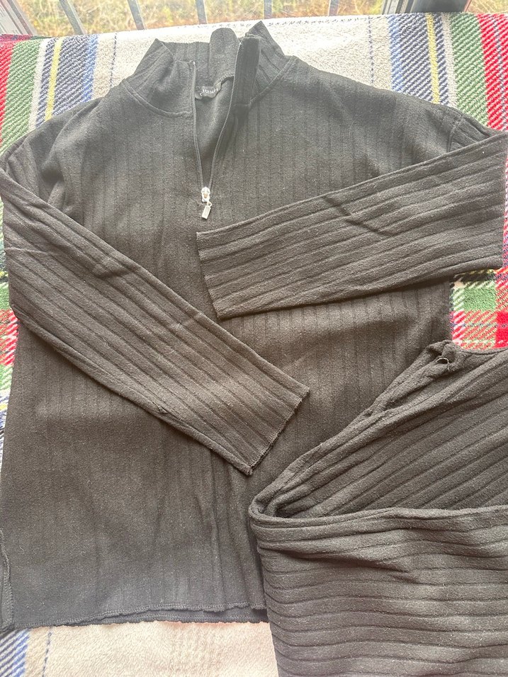 Gri Örgü kadın alt üst Takım fermuar detay - Görsel 4