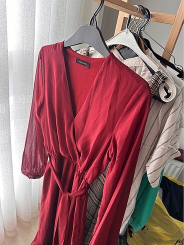 Bordo elbise - Görsel 4