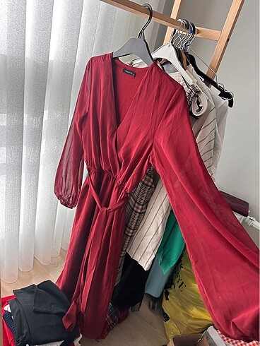 Bordo elbise - Görsel 2