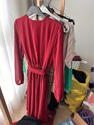 Bordo elbise - Görsel 6