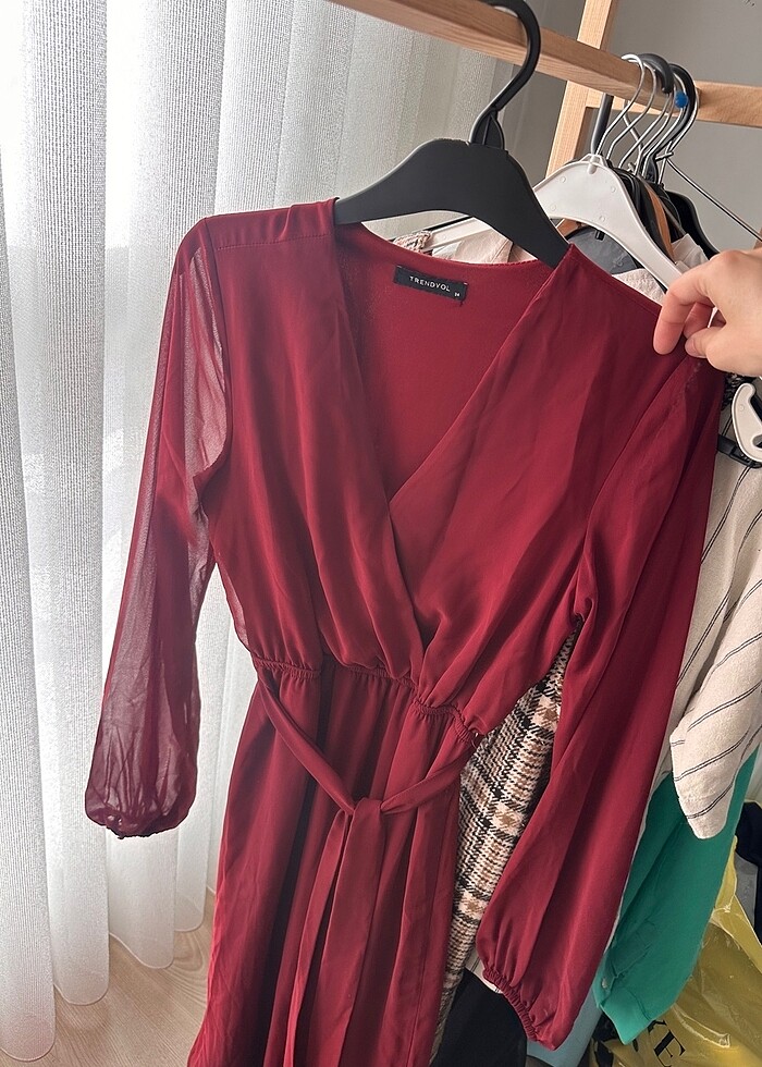 Bordo elbise - Görsel 3