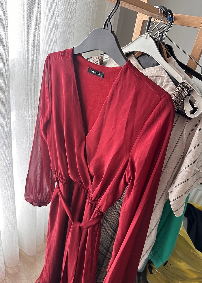 Bordo elbise - Görsel 4