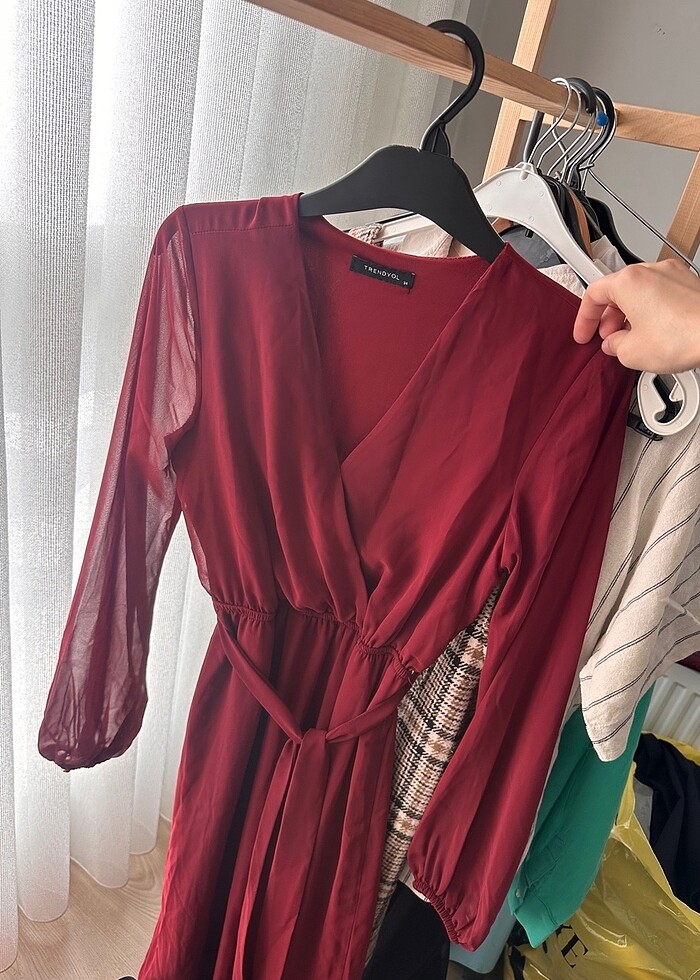 Bordo elbise - Görsel 5