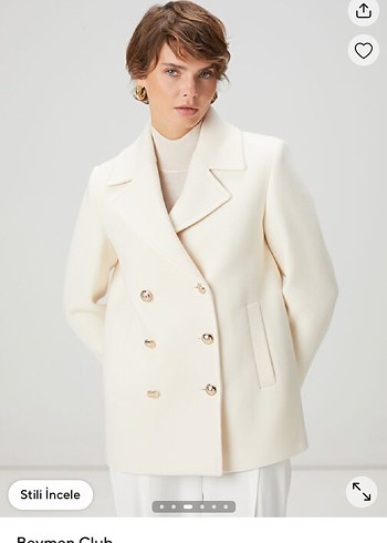 beymen club kırık beyaz yün kaban - Görsel 3