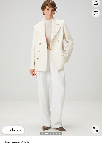 beymen club kırık beyaz yün kaban - Görsel 8