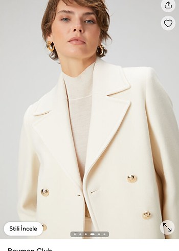 beymen club kırık beyaz yün kaban - Görsel 4