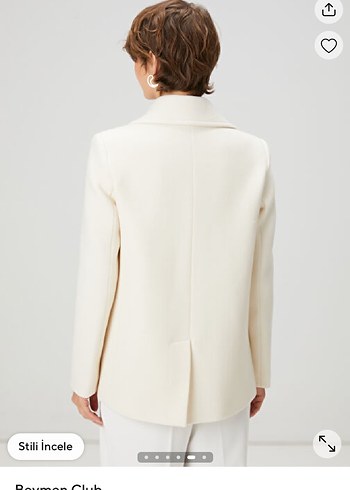 beymen club kırık beyaz yün kaban - Görsel 5