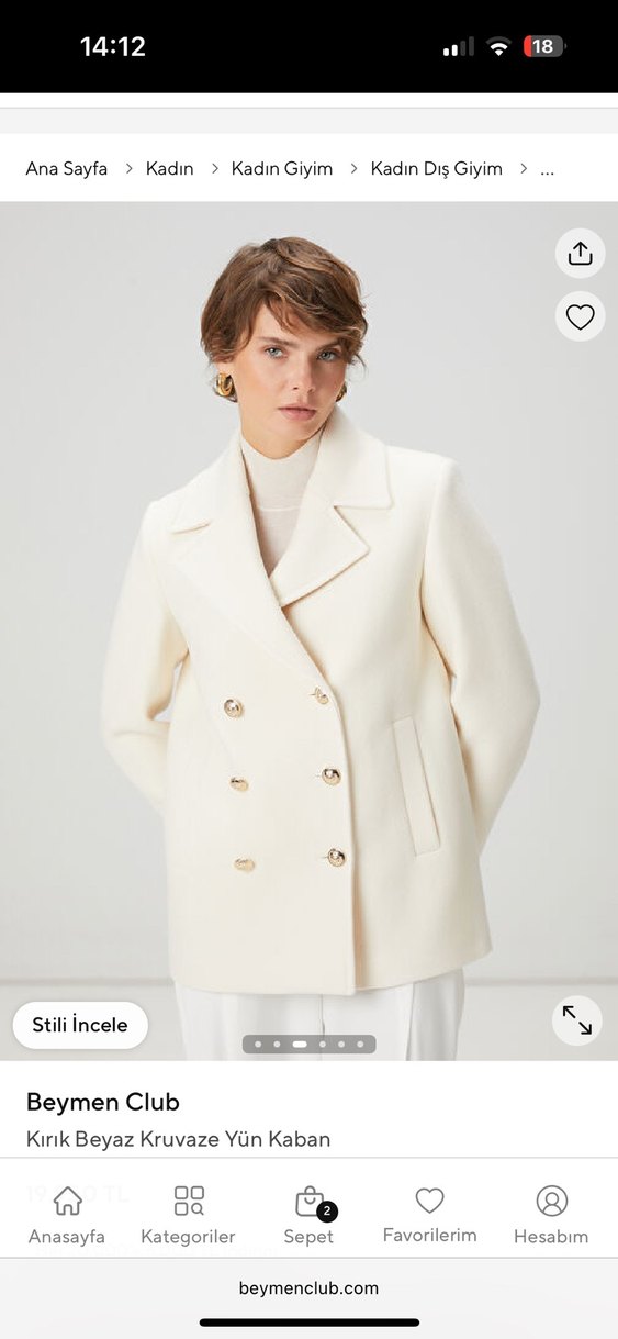 beymen club kırık beyaz yün kaban - Görsel 3