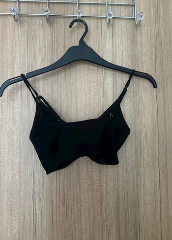 Siyah V Yaka İnce Askılı Büstiyer crop - Görsel 4