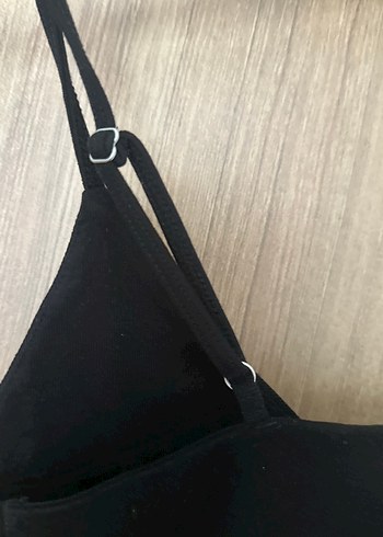 Siyah V Yaka İnce Askılı Büstiyer crop - Görsel 5