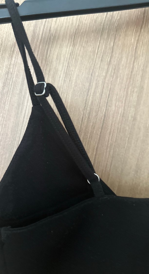 Siyah V Yaka İnce Askılı Büstiyer crop - Görsel 5