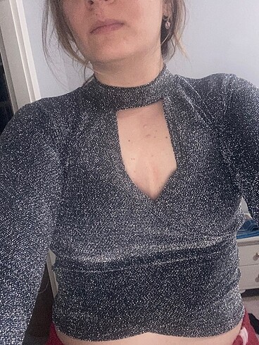 Simli bluz crop