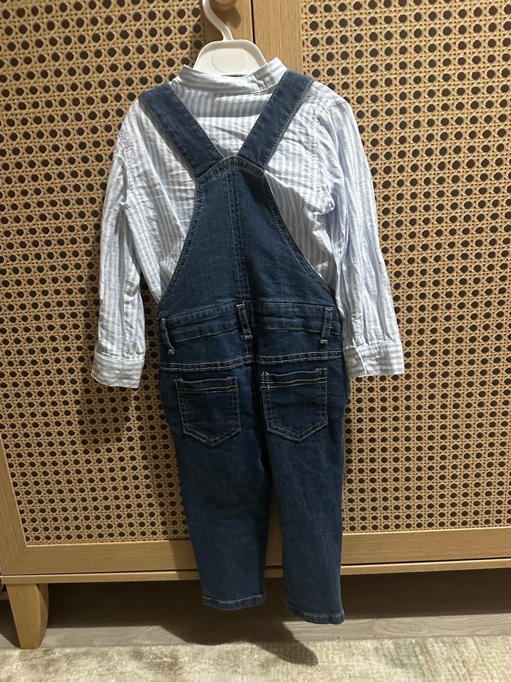 Erkek Çocuk Mavi Denim Askılı Tulum - Görsel 2