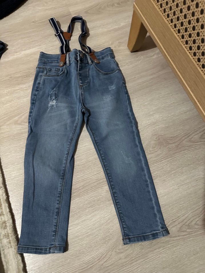 Erkek Çocuk Gri Mavi Bol Kesim Kot Pantolon askılı - Görsel 2