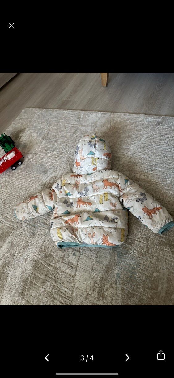 Bebek Erkek Beyaz Desenli Şişme Mont - Görsel 3