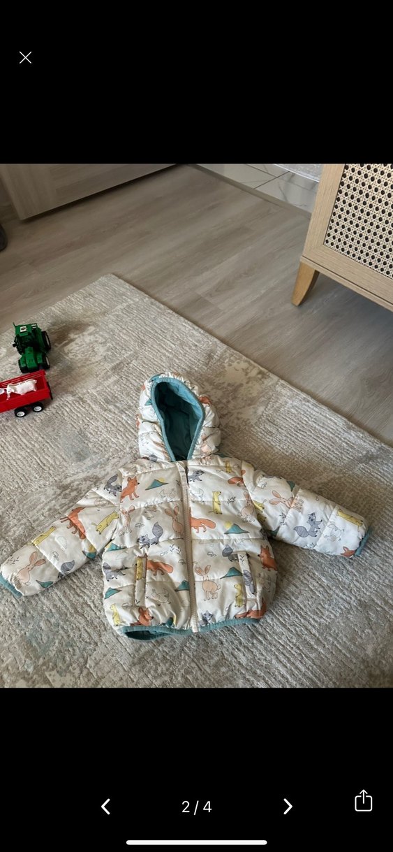 Bebek Erkek Beyaz Desenli Şişme Mont - Görsel 2