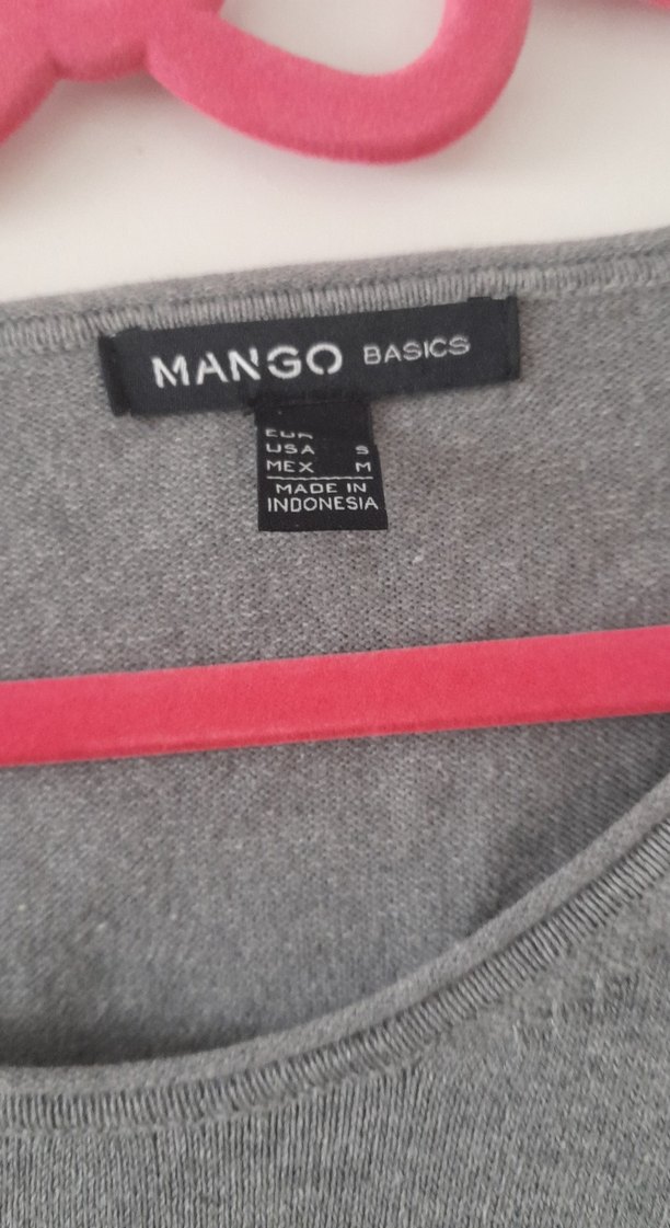 mango Gri-Mavi Uzun Kollu Triko Midi Elbise - Görsel 3