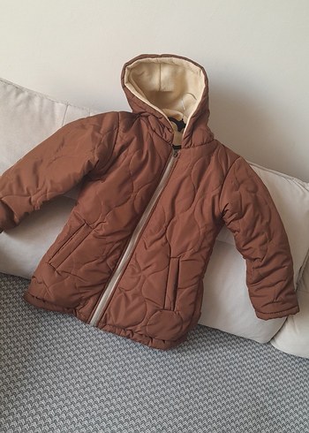 Kız Çocuk Kahverengi Kapüşonlu Mont - Görsel 3