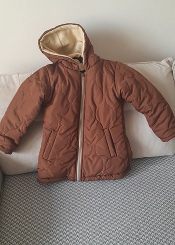 Kız Çocuk Kahverengi Kapüşonlu Mont - Görsel 2