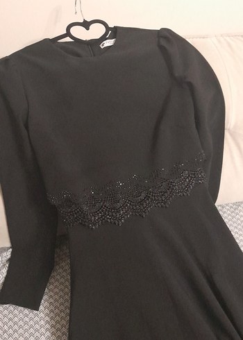 Uzun Siyah Gotik Kadın Abiye Elbise - Görsel 7