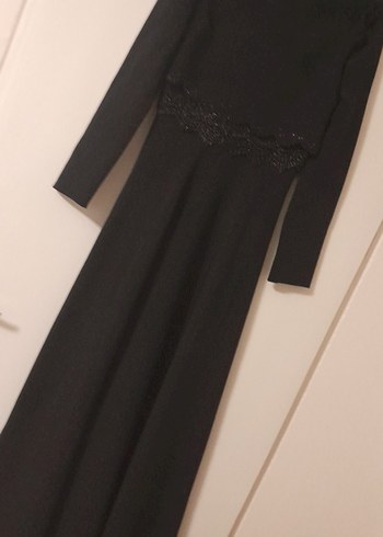 Uzun Siyah Gotik Kadın Abiye Elbise - Görsel 6