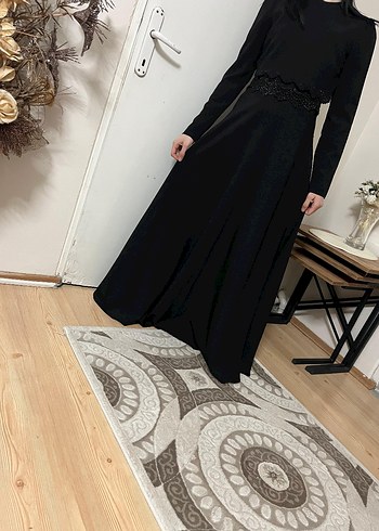 Uzun Siyah Gotik Kadın Abiye Elbise - Görsel 3