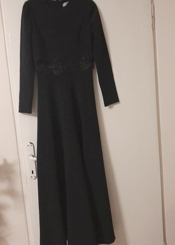 Uzun Siyah Gotik Kadın Abiye Elbise - Görsel 9