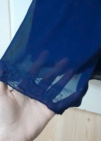 Lacivert Uzun Kollu Abiye Elbise - Görsel 12