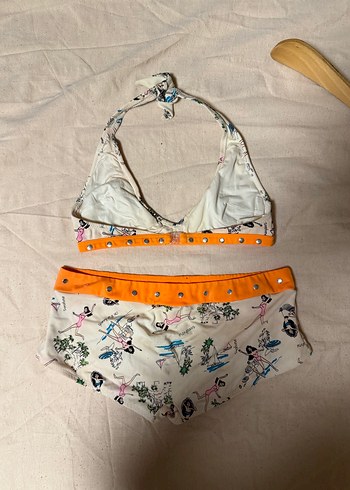 Beyaz Desenli Mini Bikini Takımı - Görsel 2