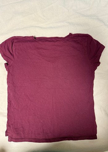 Bordo V Yakalı Kısa Kollu Tişört - Görsel 2