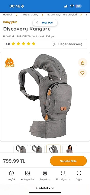 Baby me discovery kanguru e bebek
