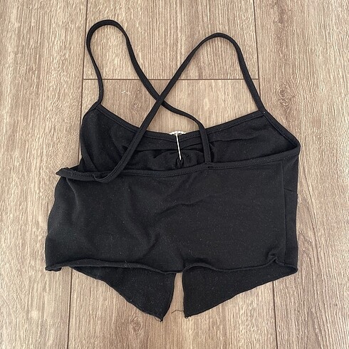 Sheinside siyah, çapraz/düz askılı taş detay üst
