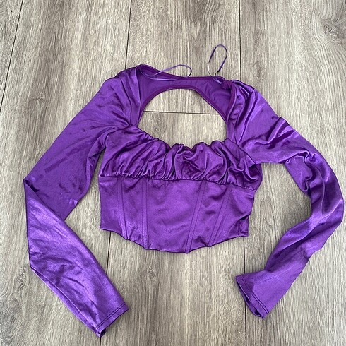 bershka mor renkli saten top