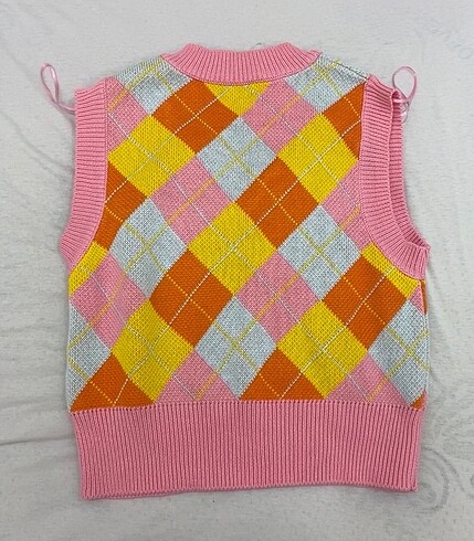American Vintage pembe baklava desenli süveter