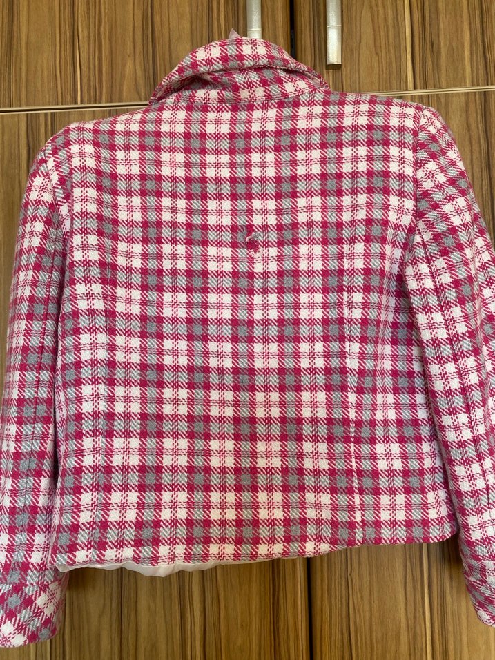 Pembe Ekose Düğmeli Kadın Blazer Ceket - Görsel 3