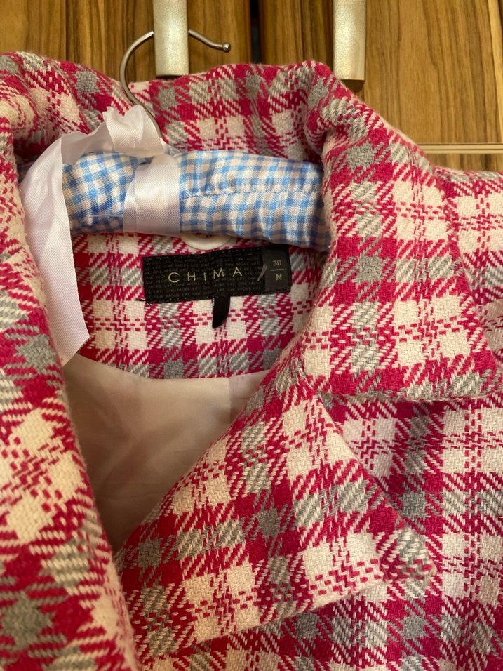 Pembe Ekose Düğmeli Kadın Blazer Ceket - Görsel 4