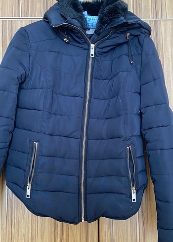 Siyah Fermuarlı Kadın Kışlık Mont - Görsel 2