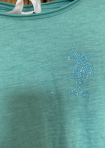 Turkuaz Uzun Kollu Keten Kadın Tişört - Görsel 5