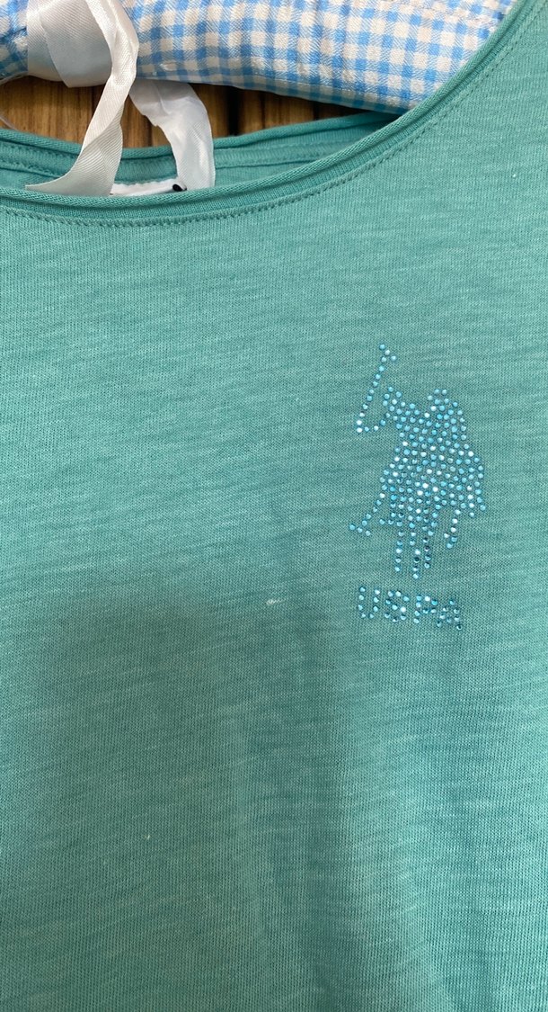 Turkuaz Uzun Kollu Keten Kadın Tişört - Görsel 5