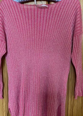 Pembe Triko Kadın Kazak, Uzun Kollu, Kayık Yaka - Görsel 3