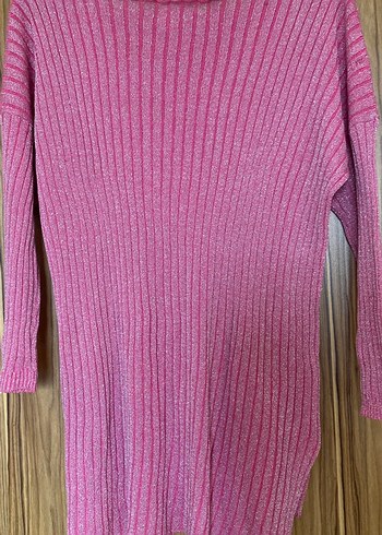 Pembe Triko Kadın Kazak, Uzun Kollu, Kayık Yaka - Görsel 2