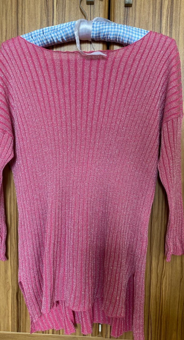 Pembe Triko Kadın Kazak, Uzun Kollu, Kayık Yaka - Görsel 3