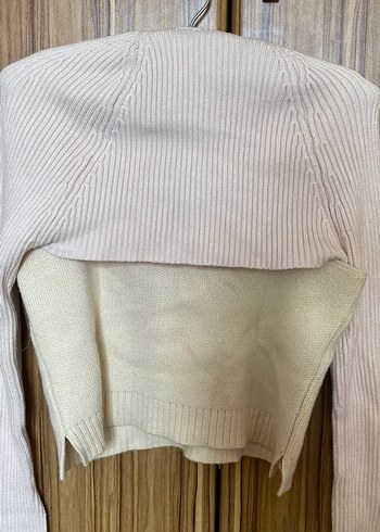 Bej Askılı Kısa Örgü Kazak - Görsel 4