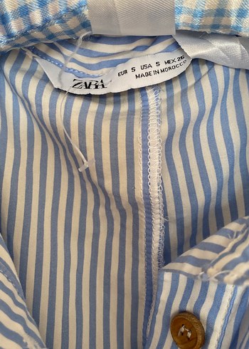 Mavi Çizgili Kısa Kollu Keten Gömlek - Görsel 5