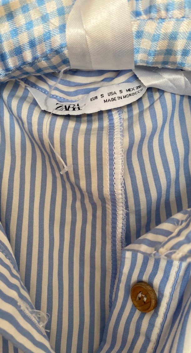 Mavi Çizgili Kısa Kollu Keten Gömlek - Görsel 5