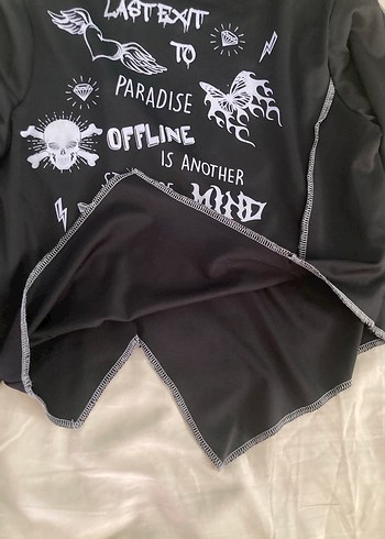 xl Beden siyah Renk Siyah Uzun Kollu Gothic Crop